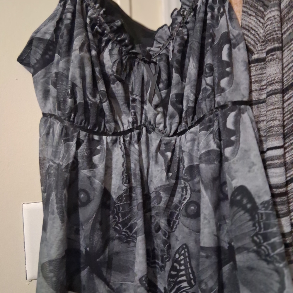 ROMWE Charcoal Butterfly Print Blouse